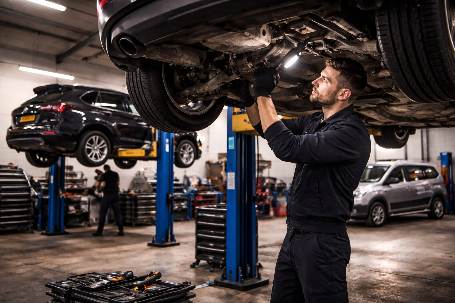 Vehicle workshop service illustration